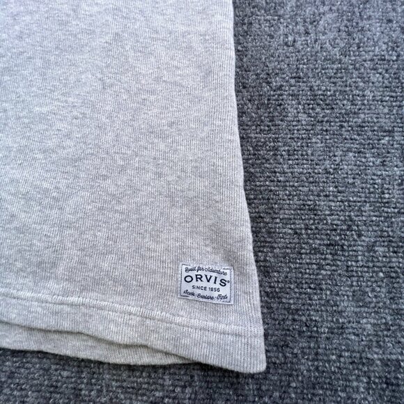 Orvis Womens Sweatshirt Pullover 1/4 Button Solid Gray Long Sleeve Knit Cotton - Picture 4 of 10